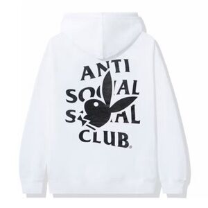 ANTI SOCIAL SOCIAL CLUB x PLAYBOY‎ collab white graphic hoodie size small unisex
